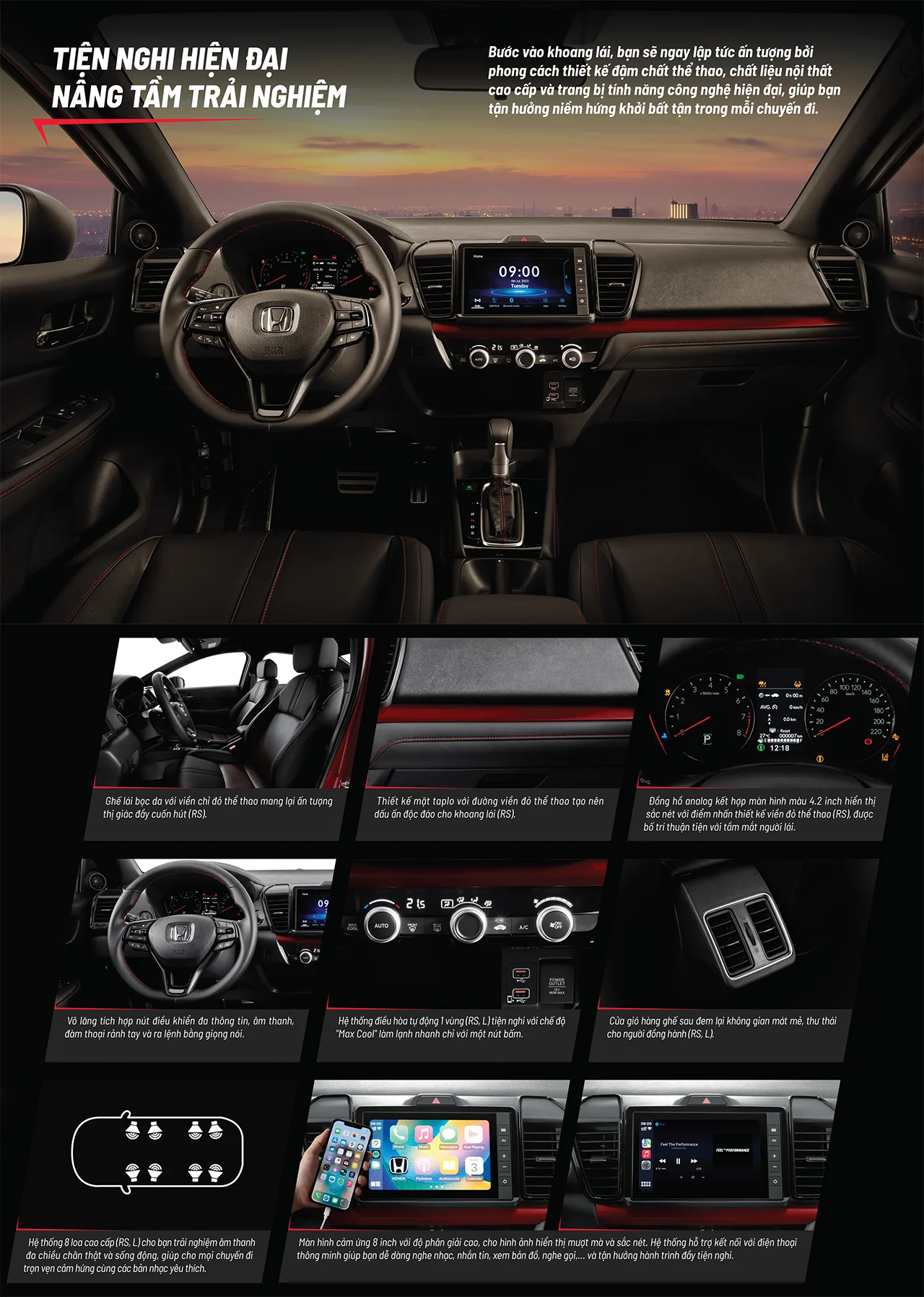 HONDA CITY Các trang bị tiện ích trên Honda CITY