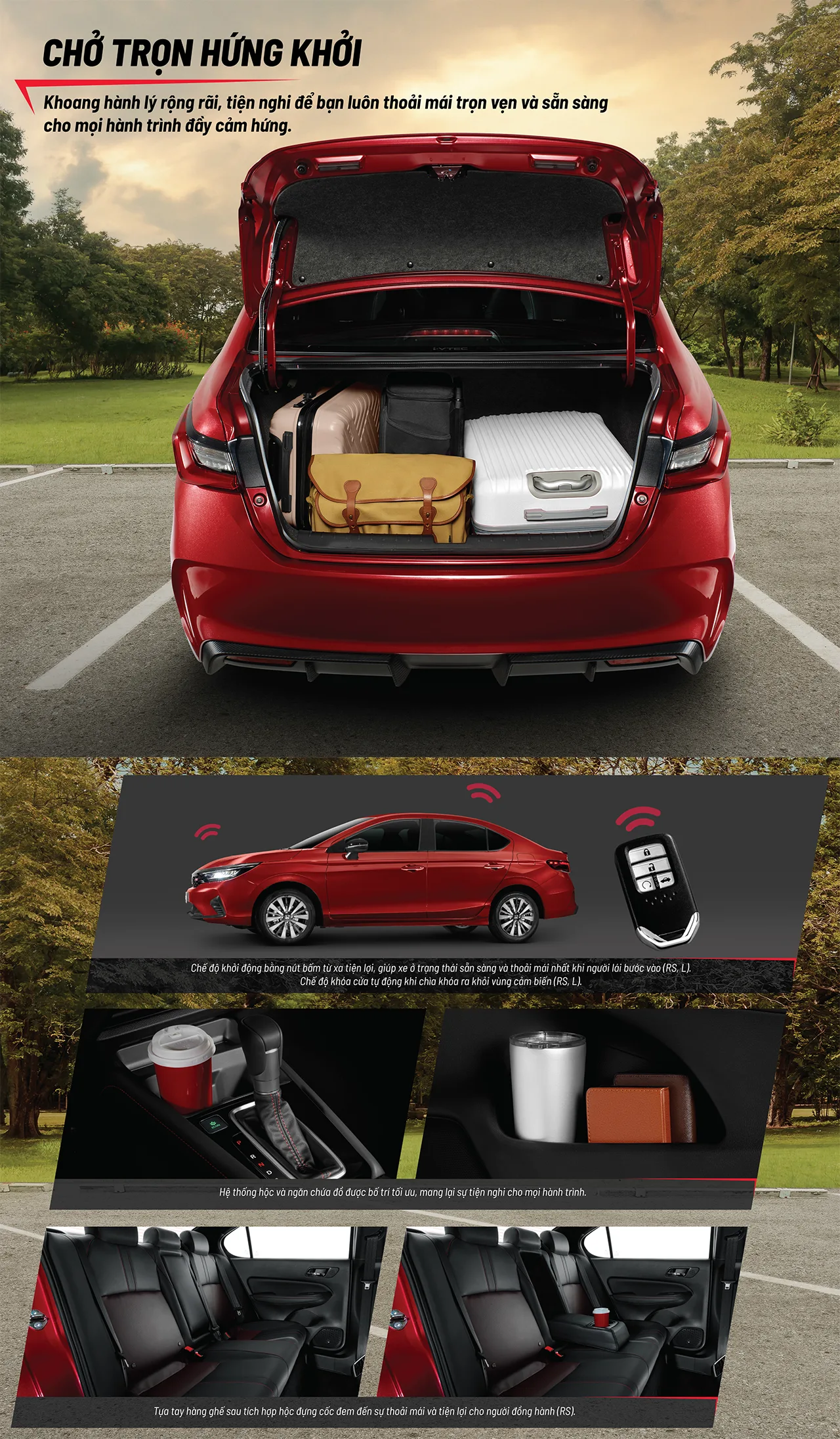 HONDA CITY Honda CITY có khoan hành khách rộng rãi - cốp có dung tích lớn