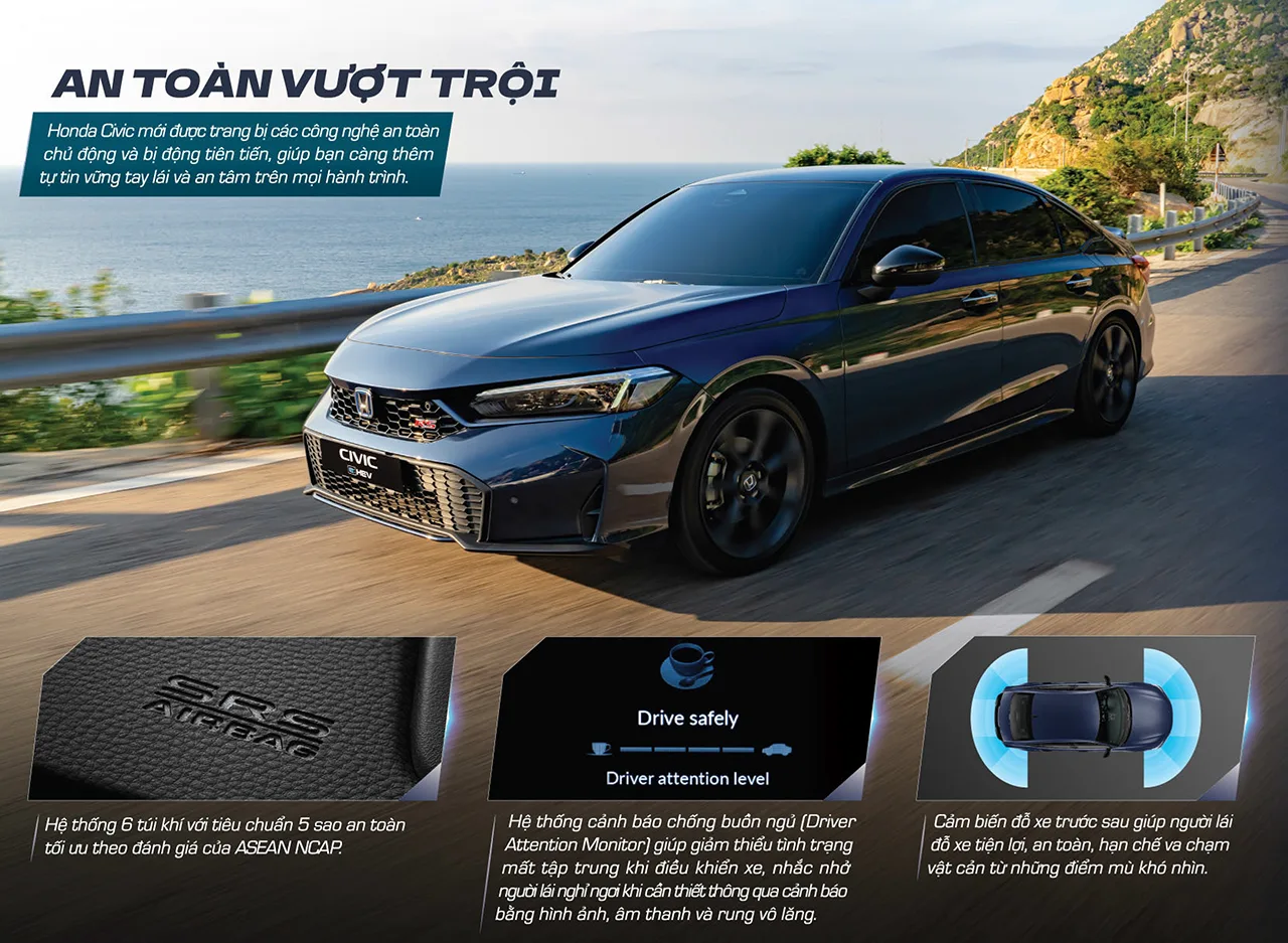 HONDA CIVIC Hệ thống an toàn vượt trội trên Honda Civic