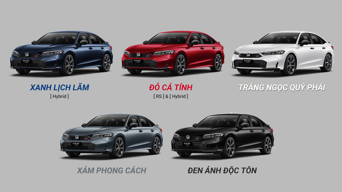 HONDA CIVIC Các màu sắc ngoại thất Honda Civic