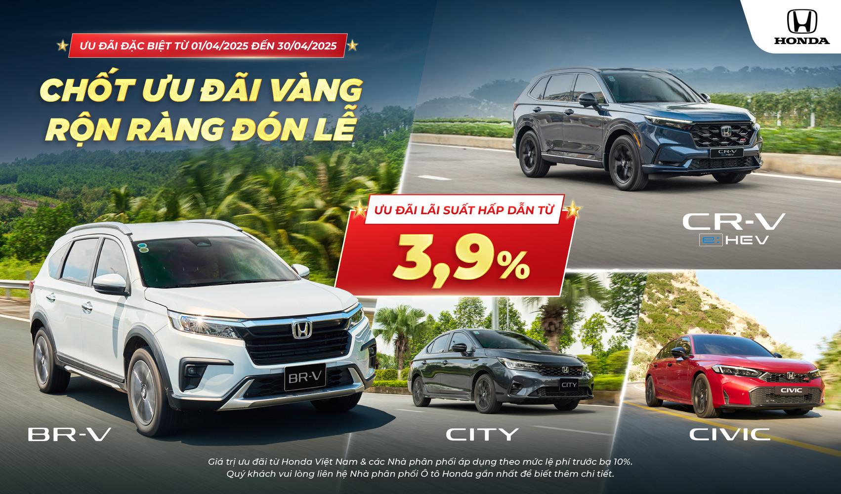 Bảng Giá Khuyến mãi ô tô Honda tháng 4 2025